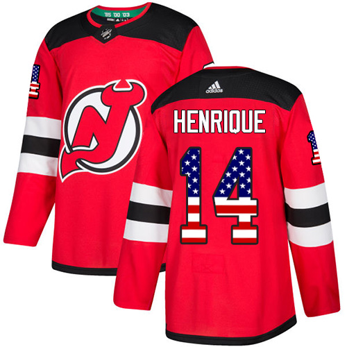 Adidas Devils #14 Adam Henrique Red Home Authentic USA Flag Stitched Youth NHL Jersey - Click Image to Close